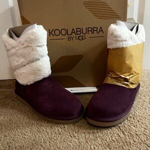 Koolaburra by Ugg/Women's NWT Dezi Short Suede and FauxFur Boots Plum size 8
